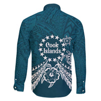 Kia Orana Cook Islands Family Matching Off The Shoulder Long Sleeve Dress and Hawaiian Shirt Polynesian Turtle Crowberry Blue Color