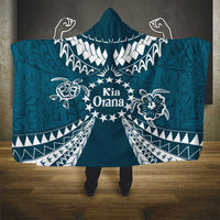 Kia Orana Cook Islands Hooded Blanket Polynesian Turtle Crowberry Blue Color