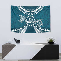 Kia Orana Cook Islands Tapestry Polynesian Turtle Crowberry Blue Color
