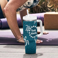 Kia Orana Cook Islands Tumbler With Handle Polynesian Turtle Crowberry Blue Color