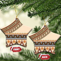 Bula Fiji Ceramic Ornament 2025 Pasifika Traditional Fijian Masi - Polynesian Pride