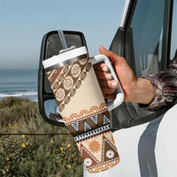 Bula Fiji Tumbler With Handle 2025 Pasifika Traditional Fijian Masi LT14 - Polynesian Pride