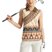 Bula Fiji Women Sleeveless Polo Shirt 2025 Pasifika Traditional Fijian Masi