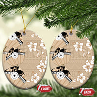 Bula Fiji Iri Buli Ceramic Ornament Woven Fan With Fijian Tapa - Polynesian Pride