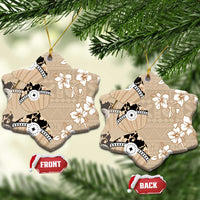 Bula Fiji Iri Buli Ceramic Ornament Woven Fan With Fijian Tapa - Polynesian Pride