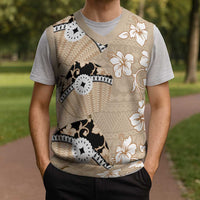 Bula Fiji Iri Buli Christmas Knitted V-Neck Vest Woven Fan With Fijian Tapa - Polynesian Pride