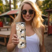 Bula Fiji Iri Buli Skinny Tumbler Woven Fan With Fijian Tapa