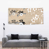 Bula Fiji Iri Buli Tapestry Woven Fan With Fijian Tapa