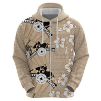 Bula Fiji Iri Buli Zip Hoodie Woven Fan With Fijian Tapa