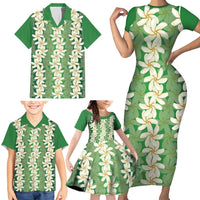 Ia Orana Tahiti Tiare Maori Seamless Style Family Matching Short Sleeve Bodycon Dress and Hawaiian Shirt