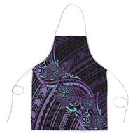 Teal Purple Polynesia Plumeria Tattoo Apron