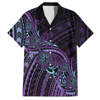 Teal Purple Polynesia Plumeria Tattoo Hawaiian Shirt
