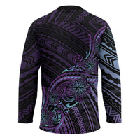 Teal Purple Polynesia Plumeria Tattoo Hockey Jersey