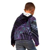 Teal Purple Polynesia Plumeria Tattoo Kid Hoodie