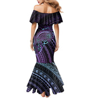 Teal Purple Polynesia Plumeria Tattoo Mermaid Dress LT14 - Polynesian Pride