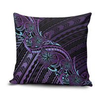 Teal Purple Polynesia Plumeria Tattoo Pillow Cover