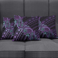 Teal Purple Polynesia Plumeria Tattoo Pillow Cover