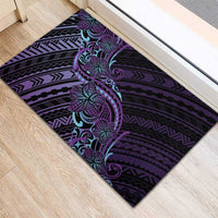 Teal Purple Polynesia Plumeria Tattoo Rubber Doormat LT14 - Polynesian Pride