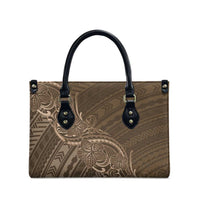 Brown Polynesia Plumeria Tattoo Leather Bag