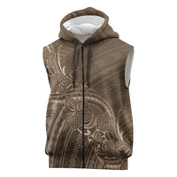 Brown Polynesia Plumeria Tattoo Sleeveless Zip Hoodie LT14 Brown - Polynesian Pride
