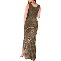 Brown Polynesia Plumeria Tattoo Tank Maxi Dress LT14 - Polynesian Pride