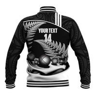 Custom New Zealand Silver Fern Petanque Baseball Jacket Aotearoa Maori Pattern