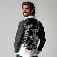 Custom New Zealand Silver Fern Petanque Long Sleeve Polo Shirt Aotearoa Maori Pattern LT14 - Polynesian Pride