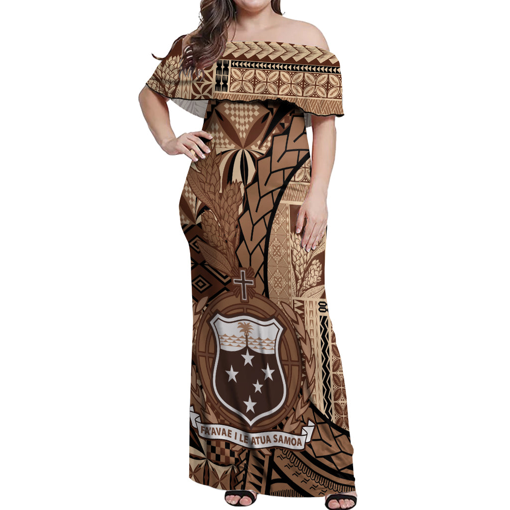 Samoa Siapo Off Shoulder Maxi Dress Happy Independence Day Vintage Vibes