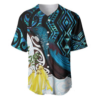 New Zealand Silver Fern Tui Bird Baseball Jersey Maori Kowhai Paua Shell Taniko Motifs