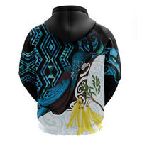 New Zealand Silver Fern Tui Bird Hoodie Maori Kowhai Paua Shell Taniko Motifs