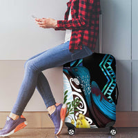 New Zealand Silver Fern Tui Bird Luggage Cover Maori Kowhai Paua Shell Taniko Motifs