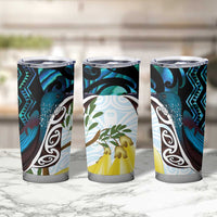 New Zealand Silver Fern Tui Bird Tumbler Cup Maori Kowhai Paua Shell Taniko Motifs