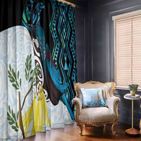 New Zealand Silver Fern Tui Bird Window Curtain Maori Kowhai Paua Shell Taniko Motifs