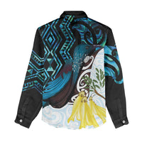 New Zealand Silver Fern Tui Bird Women Casual Shirt Maori Kowhai Paua Shell Taniko Motifs