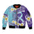 No Story Should End Too Soon Suicide Awareness Sleeve Zip Bomber Jacket Purple And Teal Polynesian Ribbon