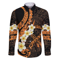 Liver Cancer Awareness Month Family Matching Long Sleeve Bodycon Dress and Hawaiian Shirt Awareness Is Key Orange Polynesian Ribbon LT14 Dad's Shirt - Long Sleeve Orange - Polynesian Pride