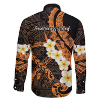 Liver Cancer Awareness Month Family Matching Long Sleeve Bodycon Dress and Hawaiian Shirt Awareness Is Key Orange Polynesian Ribbon LT14 - Polynesian Pride