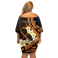 Liver Cancer Awareness Month Family Matching Off Shoulder Short Dress and Hawaiian Shirt Awareness Is Key Orange Polynesian Ribbon