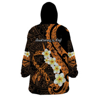 Liver Cancer Awareness Month Wearable Blanket Hoodie Awareness Is Key Orange Polynesian Ribbon