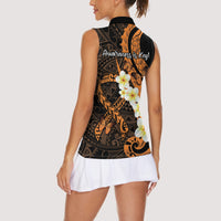 Liver Cancer Awareness Month Women Sleeveless Polo Shirt Awareness Is Key Orange Polynesian Ribbon