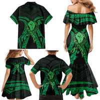 ADHD Awareness Month You Matter Family Matching Mermaid Dress and Hawaiian Shirt Green Polynesian Ribbon