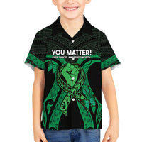 ADHD Awareness Month You Matter Family Matching Puletasi and Hawaiian Shirt Green Polynesian Ribbon