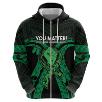 ADHD Awareness Month You Matter Hoodie Green Polynesian Ribbon
