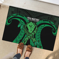 ADHD Awareness Month You Matter Rubber Doormat Green Polynesian Ribbon