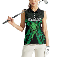 ADHD Awareness Month You Matter Women Sleeveless Polo Shirt Green Polynesian Ribbon
