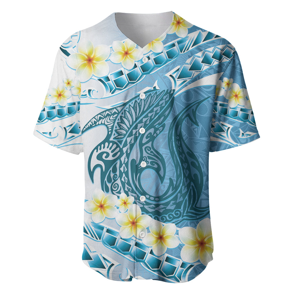 Blue Hawaii Shark Tattoo Baseball Jersey Frangipani With Polynesian Pastel Version