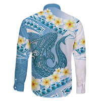 Blue Hawaii Shark Tattoo Family Matching Short Sleeve Bodycon Dress and Hawaiian Shirt Frangipani With Polynesian Pastel Version LT14 - Polynesian Pride