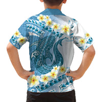 Blue Hawaii Shark Tattoo Family Matching Summer Maxi Dress and Hawaiian Shirt Frangipani With Polynesian Pastel Version