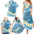 Blue Hawaii Shark Tattoo Family Matching Summer Maxi Dress and Hawaiian Shirt Frangipani With Polynesian Pastel Version