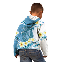 Blue Hawaii Shark Tattoo Kid Hoodie Frangipani With Polynesian Pastel Version